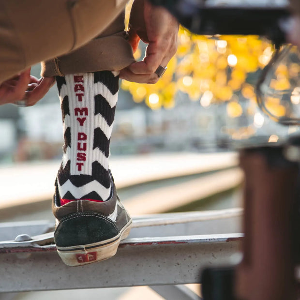 AGE OF GLORY TRACKS SOCKS - BLACK OFF-WHITE BURGUNDY