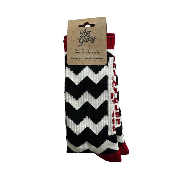 AGE OF GLORY TRACKS SOCKS - BLACK OFF-WHITE BURGUNDY