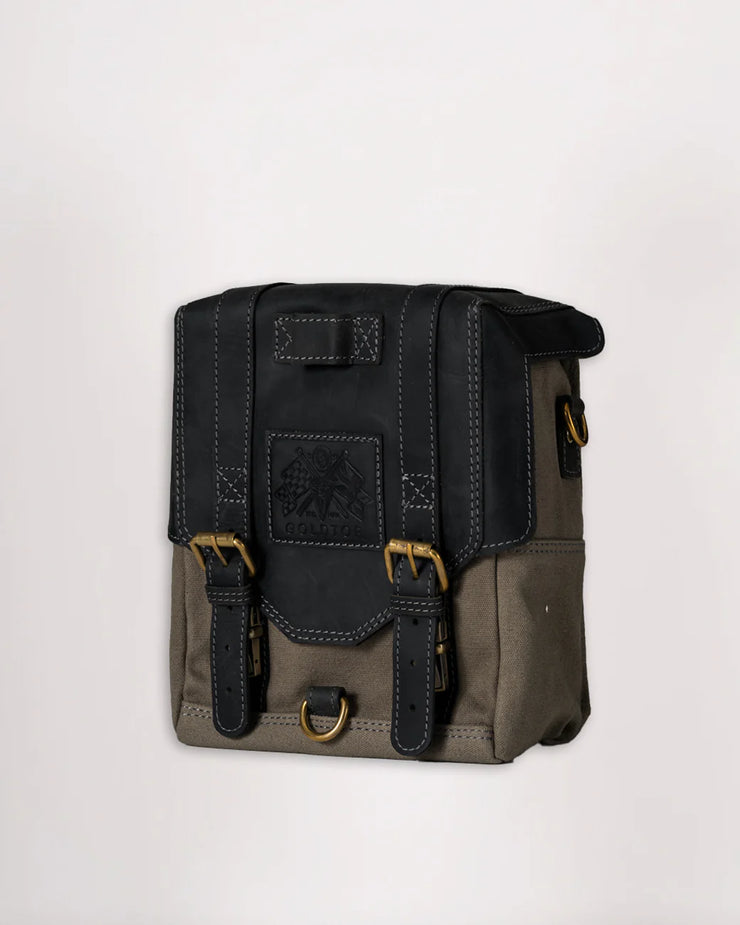 GOLDTOP CANVAS & LEATHER TANK BAG - LARGE - SLATE GREY & BLACK