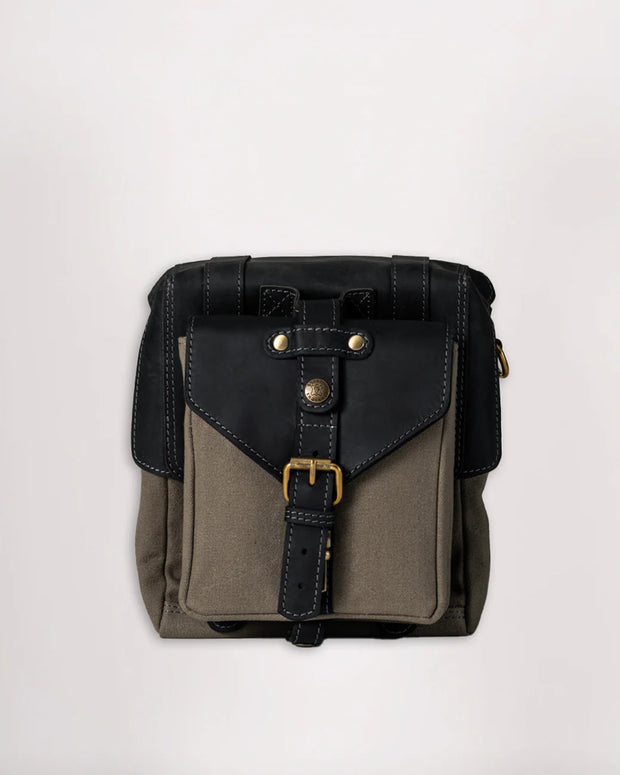 GOLDTOP CANVAS & LEATHER TANK BAG - LARGE - SLATE GREY & BLACK