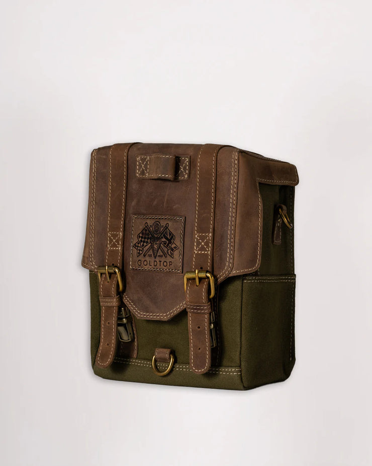 GOLDTOP CANVAS & LEATHER TANK BAG - LARGE - OLIVE GREEN & LIGHT TAN