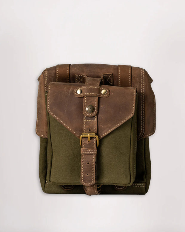 GOLDTOP CANVAS & LEATHER TANK BAG - LARGE - OLIVE GREEN & LIGHT TAN