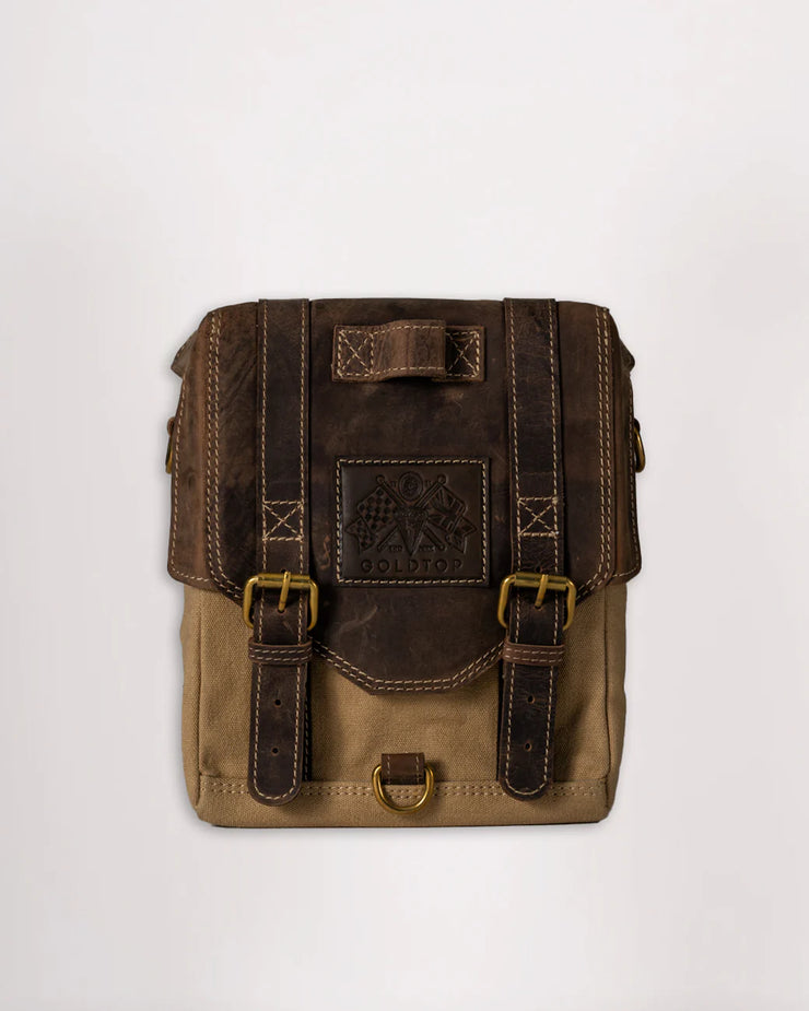 GOLDTOP CANVAS & LEATHER TANK BAG - LARGE - SAHARA & TOBACCO