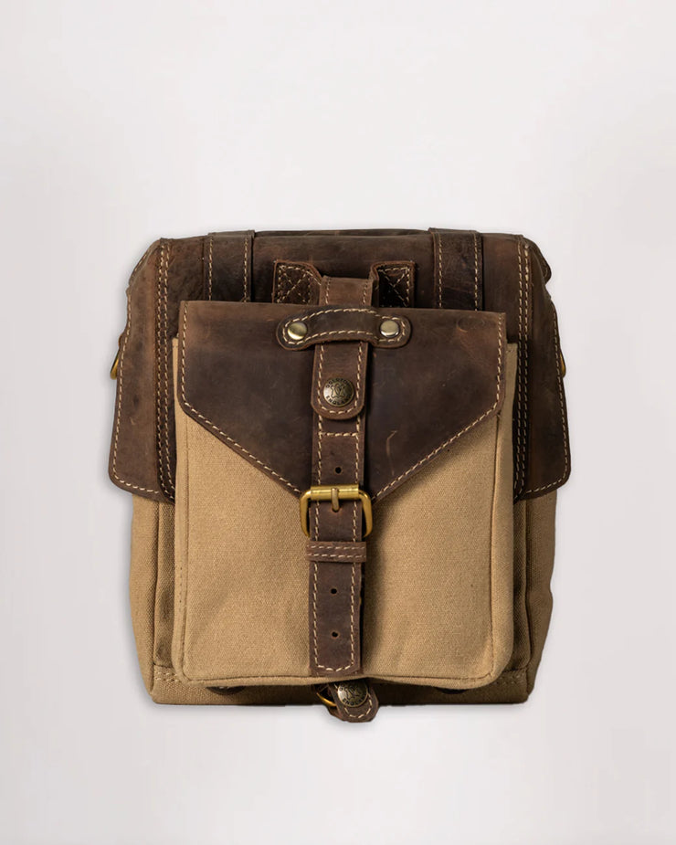 GOLDTOP CANVAS & LEATHER TANK BAG - LARGE - SAHARA & TOBACCO