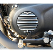 MOTONE CLUTCH COVER/BADGE - RIBBED - BLACK/POLISH CONTRAST FINISH