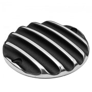 MOTONE CLUTCH COVER/BADGE - RIBBED - BLACK/POLISH CONTRAST FINISH