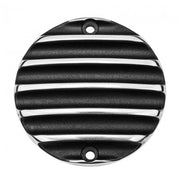 MOTONE CLUTCH COVER/BADGE - RIBBED - BLACK/POLISH CONTRAST FINISH