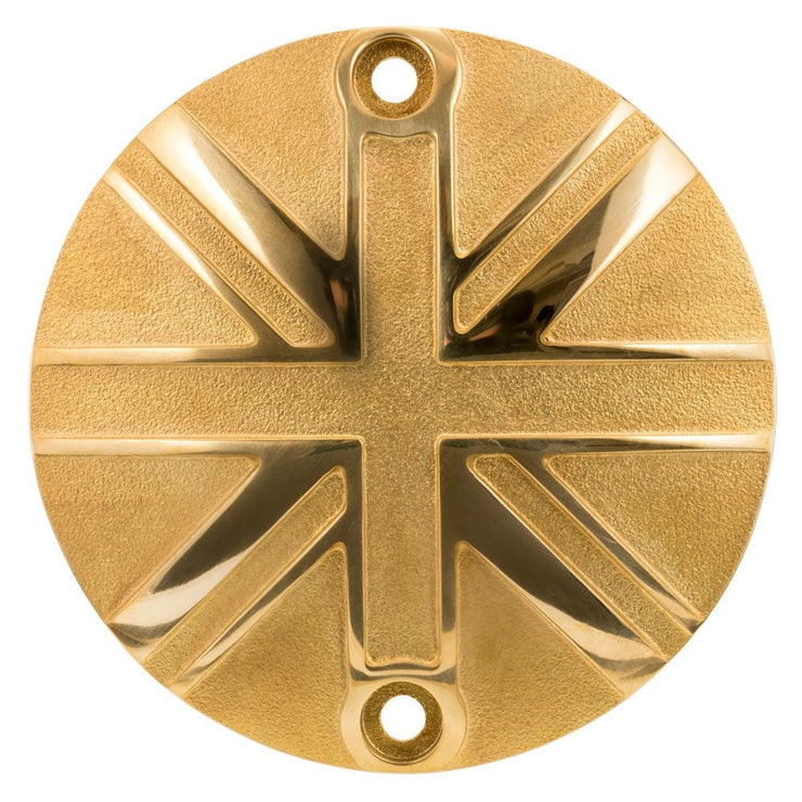 MOTONE CLUTCH (LHS) COVER/BADGE - UNION JACK - SOLID BRASS