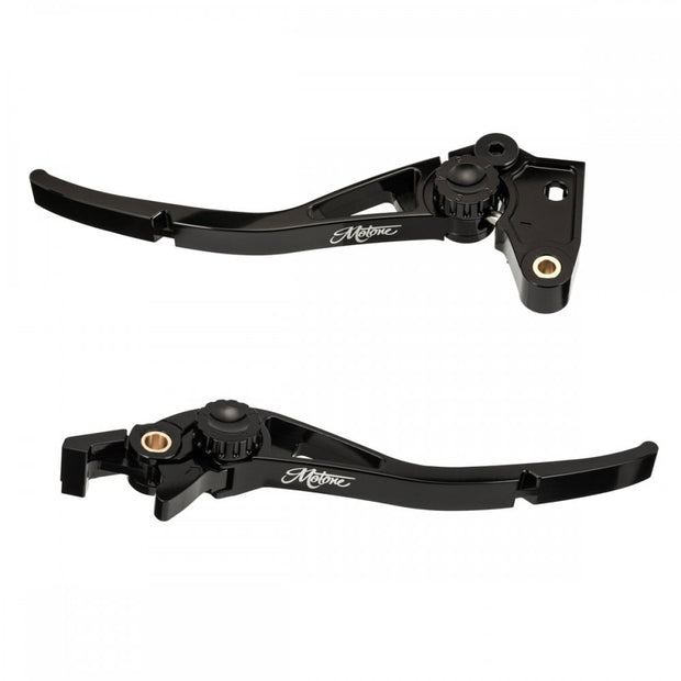 MOTONE PIKE ADJUSTABLE BRAKE AND CLUTCH LEVER SET - TYPE R - BILLET BLACK ALUMINIUM