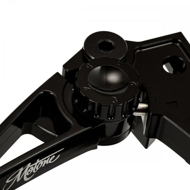 MOTONE PIKE ADJUSTABLE BRAKE AND CLUTCH LEVER SET - TYPE R - BILLET BLACK ALUMINIUM