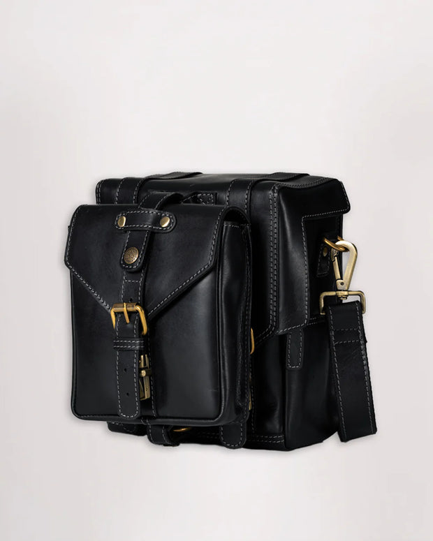 GOLDTOP LEATHER TANK BAG - SMALL - BLACK VEG TANNED