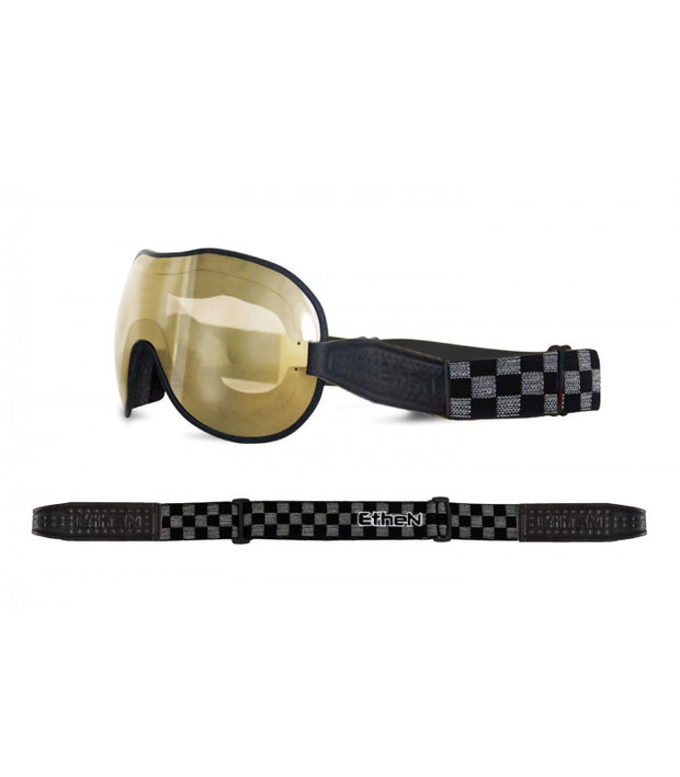 ETHEN CAFE RACER GOGGLE MIRROR BRONZE PHOTOCHROMIC LENS - CHECKER BLACK/GREY