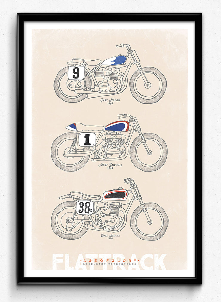 AGE OF GLORY LEGENDARY BIKES POSTER - FLAT TRACK BIKES